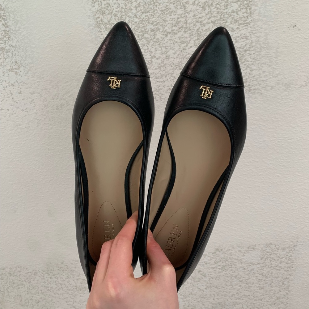 NEW Ralph Lauren Black Leather Flats